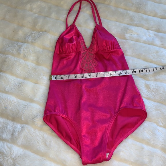 Vintage 70s 80s Striking hot pink Fuschia backless one piece swimsuit b cup - Picture 15 of 15